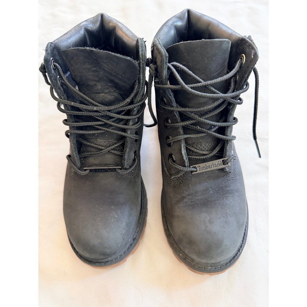 Timberland 6 Inch Premium Black Leather Waterproof Boots Kids Size 13 A52VE‎
